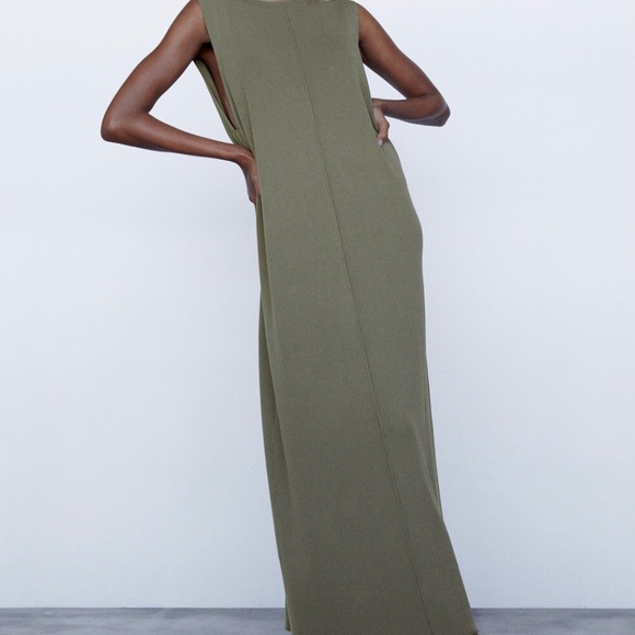 Zara Dresses & Skirts - Zara Long Knit Khaki Dress
